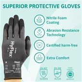 Ansell HyFlex 11-840 Fortix Abrasion Resistant Grip Glove with Foam Nitrile Coating - 15g
