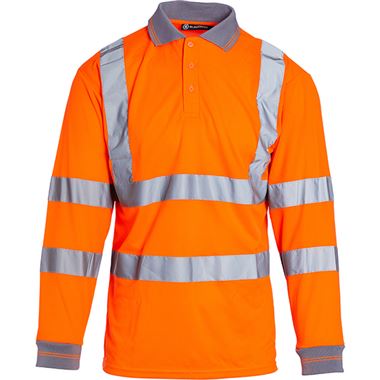 Blackrock Rail Orange Hi Vis Long Sleeve Polo Shirt