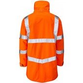 Leo Workwear Clovelly Orange Mesh Lined Waterproof Breathable Executive Hi Vis Jacket 