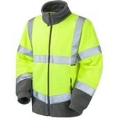 Leo Workwear Yellow EcoViz Waterproof Breathable 3-in-1 Hi Vis Clovelly Jacket with Hartland Fleece