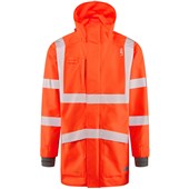 Leo Workwear Clovelly Rail Orange 15K Performance+ Waterproof Breathable Executive Hi Vis Jacket