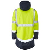 Leo Workwear Clovelly Yellow/Navy Mesh Lined Waterproof Breathable Executive Hi Vis Jacket 