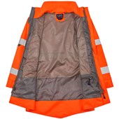 Leo Workwear Torridge Rail Orange EcoViz Mesh Lined Breathable Waterproof Hi Vis Jacket