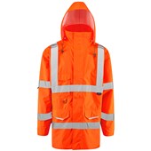 Leo Workwear Torridge Rail Orange EcoViz Mesh Lined Breathable Waterproof Hi Vis Jacket