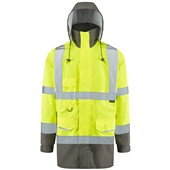 Leo Workwear Torridge Yellow EcoViz Mesh Lined Breathable Waterproof Hi Vis Jacket