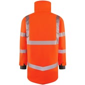 Leo Workwear Petroc Rail Orange EcoViz 10K Fleece Lined Waterproof Hi Vis Anorak Jacket