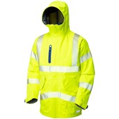 Leo Workwear Marisco Yellow LTEC 20K High Performance Waterproof Breathable Hi Vis Jacket