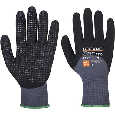 Portwest A353 DermiFlex Ultra Plus Gloves with 3/4 Nitrile Coating - 15 gauge