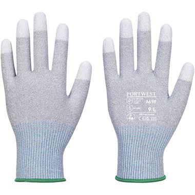 Portwest A698 MR13 ESD Antistatic Cut C PU Fingertip Gloves - 13 gauge (Pack of 12)