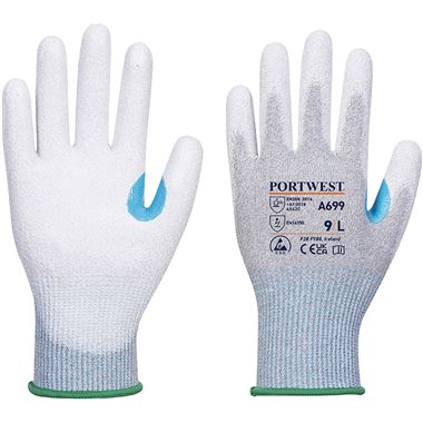 Portwest A699 MR13 ESD Antistatic Cut C Gloves with PU Palm Coating - 13 gauge (Pack of 12)