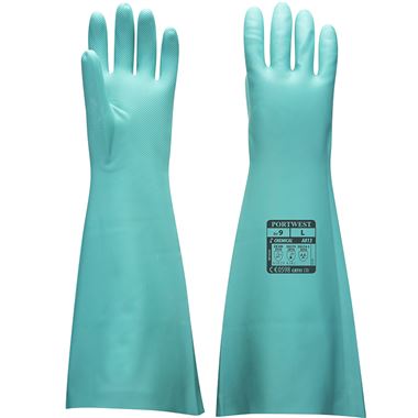 Portwest A813 Extended Length Nitrile Chemical Resistant Gauntlet 48cm