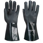 Portwest A835 Double Dipped PVC Chemical Resistant Gauntlet Gloves 35cm with Sandy Palm Finish