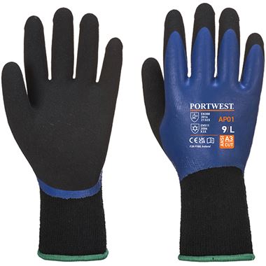 Portwest AP01 Thermo Pro Thermal Waterproof Grip Glove with Latex Foam Coating - 13g