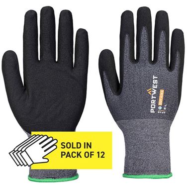 Portwest AP12 SG Eco Friendly Grip Glove with Nitrile Micro Foam Coating - 15g Multipack (Pack 12)