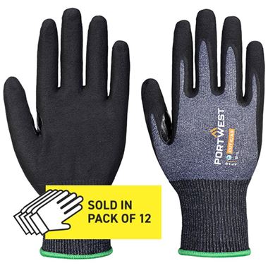 Portwest AP18 SG Eco Friendly Cut C Glove with Nitrile Micro Foam Coating - 15g Multipack (Pack 12)