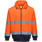 Portwest B317 Orange/Navy Two Tone Hi Vis Zipped Hoodie