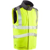 Leo Workwear Halsinger Yellow Performance+ EcoViz Fleece Lined Padded Hi Vis Bodywarmer