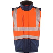 Leo Workwear Halsinger Orange Performance+ EcoViz Fleece Lined Padded Hi Vis Bodywarmer