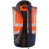 Leo Workwear Halsinger Orange Performance+ EcoViz Fleece Lined Padded Hi Vis Bodywarmer