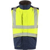 Leo Workwear Halsinger Yellow Performance+ EcoViz Fleece Lined Padded Hi Vis Bodywarmer