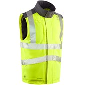 Leo Workwear Halsinger Yellow Performance+ EcoViz Fleece Lined Padded Hi Vis Bodywarmer
