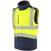 Leo Workwear Halsinger Yellow Performance+ EcoViz Fleece Lined Padded Hi Vis Bodywarmer
