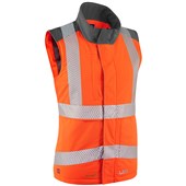 Leo Workwear Beckland Women's Rail Orange Performance+ EcoViz Fleece Lined Padded Hi Vis Bodywarmer