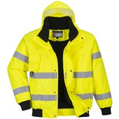 Portwest C467 Yellow Padded Waterproof 3-in-1 Hi Vis Bomber Jacket