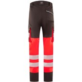 Leo Workwear Winswell EcoViz Women's Red/Grey Stretch Hi Vis Cargo Trouser