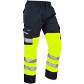 Leo Workwear Bideford Yellow EcoViz Two Tone Polycotton Hi Vis Cargo Trouser