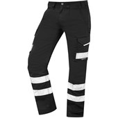 Leo Workwear Ilfracombe Black EcoViz Poly/Cotton Hi Vis Cargo Trousers