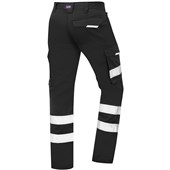 Leo Workwear Ilfracombe Black EcoViz Poly/Cotton Hi Vis Cargo Trousers