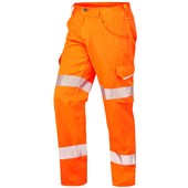 Leo Workwear Yelland Orange Lightweight Polycotton Hi Vis Cargo Trouser