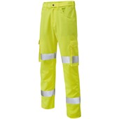 Leo Workwear Yelland Yellow Lightweight Polycotton Hi Vis Cargo Trouser