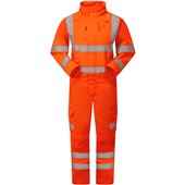Leo Workwear Molland Rail Orange EcoViz Hi Vis Poly Cotton Coverall