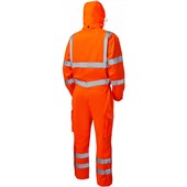 Leo Workwear Watertown Orange EcoViz 10KX Waterproof Breathable Stretch Hi Vis Coverall