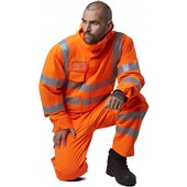 Leo Workwear Watertown Orange EcoViz 10KX Waterproof Breathable Stretch Hi Vis Coverall