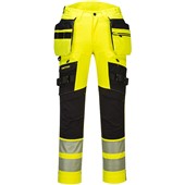 Portwest DX442 DX4 Yellow/Black Stretch Hi Vis Detachable Holster Pocket Trouser