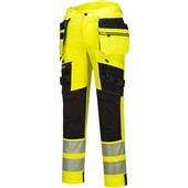 Portwest DX442 DX4 Yellow/Black Stretch Hi Vis Detachable Holster Pocket Trouser