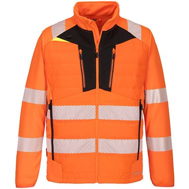 Portwest DX473 DX4 Orange/Black Padded Hi Vis Hybrid Baffle Jacket