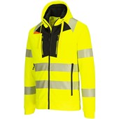 Portwest DX484 DX4 Yellow Mesh Lined Hi Vis Zipped Hooded Sweatshirt