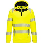 Portwest DX482 DX4 Yellow Lined Stretch 1/4 Zip Hi Vis Hoodie