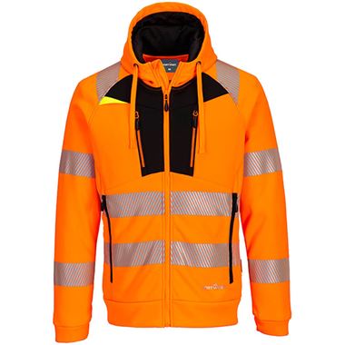 Portwest DX484 DX4 Orange Lined Hi Vis Zipped Hooded Sweatshirt