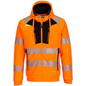 Portwest DX484 DX4 Orange Lined Hi Vis Zipped Hooded Sweatshirt