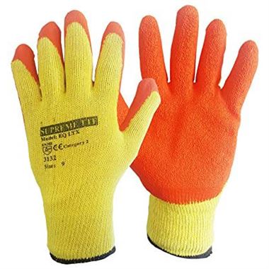 Orange Builders Grip Gloves with Latex Palm Coating - 10g