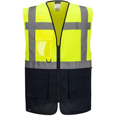 Portwest Essential ES076 Yellow Navy Hi Vis Contrast Two Tone Executive Vest