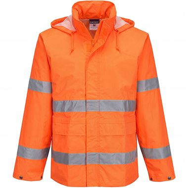 Portwest Essential ES440 Rail Orange Hi Vis Waterproof Rain Jacket