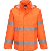 Portwest Essential ES440 Rail Orange Hi Vis Waterproof Rain Jacket