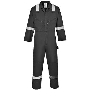 Portwest F813 Black Iona Polycotton Reflective Hi Vis Coverall 245g