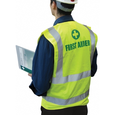 First Aider Printed Hi Vis Vest - Yellow